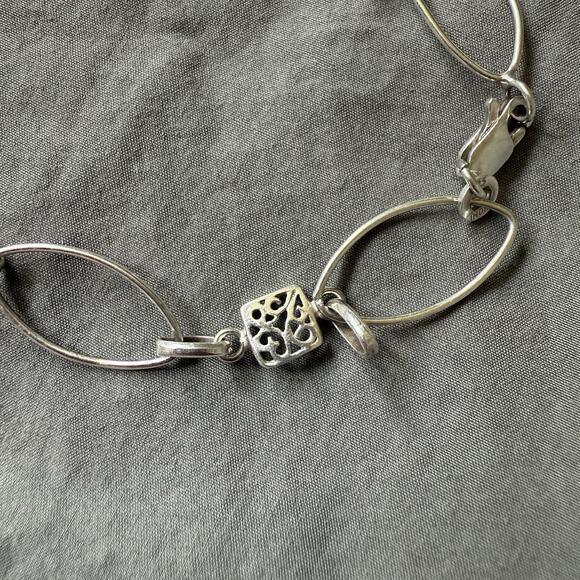 Sterling Silver Bracelet MCM Style Open Links & Filigree Squares 7.25 inches - Picture 3 of 8